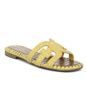 SAM EDELMAN Beckie Slip on Slides Sandals Flats Mule Leather Size 8 yellow
